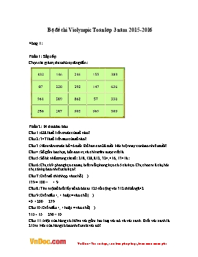 Bộ đề thi Violympic Toán lớp 3 - Năm học 2015-2016